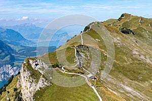 Hiking Trail on the mountain Ridge near Stoos, between Klingenstock and Fronalpstock