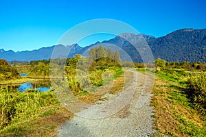 Hiking Trail in a Mountain Valley Along the Pitt River