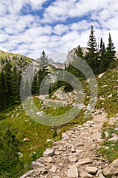 Hiking Trail Through Mountains