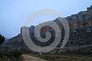 Hiking trail next to the river Riaza in Segovia, Spain. photo