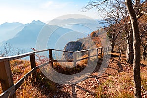 The hiking trail with a panoramic view from Parco Valentino in autumn.