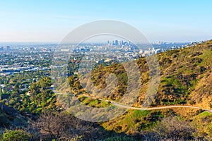 Hiking Trail at Runyon Canyon Park and the City View