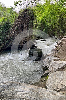 Hiking trail of Sabina over Monachil river in Monachil, Granada