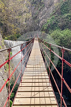 Hiking trail of Sabina over Monachil river in Monachil, Granada