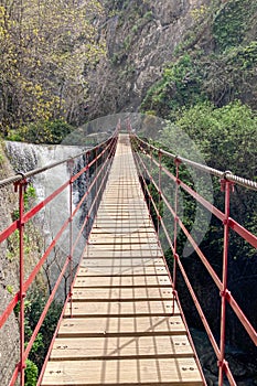 Hiking trail of Sabina over Monachil river in Monachil, Granada