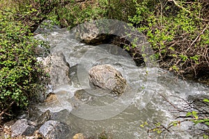 Hiking trail of Sabina over Monachil river in Monachil, Granada