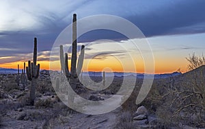 Hiking Trail In Scottsdale AZ At Sunset Time