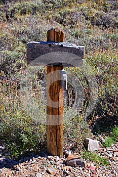 Hiking Trail Sign Deseret Peak Trail Stansbury Mountains, Rocky Mountains, Utah.