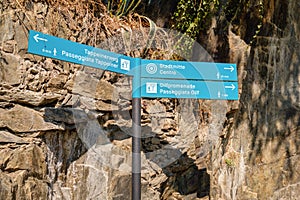 Hiking trail signs in Merano South Tyrol, Italy