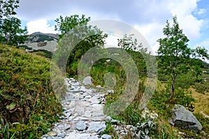 Hiking trail in tatra mountains in Slovakia