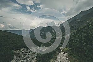 Hiking trail in tatra mountains in Slovakia - vintage retro look