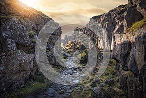 Hiking Trail at Thingvellir National Park in Iceland photo