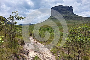 Hiking trail to Aguas Claras waterfall in Vale do Capao, Chapada Diamantina, Palmeiras, Bahia, Brazil photo