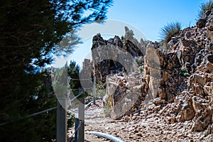 Hiking trail to Colgante bridge (Puente Colgante El Saltillo) over Almanchares river