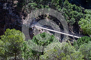 Hiking trail to Colgante bridge (Puente Colgante El Saltillo) over Almanchares river