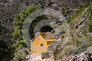 Hiking trail to Colgante bridge (Puente Colgante El Saltillo) over Almanchares river