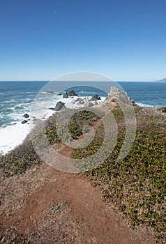 Hiking Trail to Original Ragged Point ridge at Big Sur on the Cental Coast of California United States photo