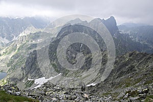 Turistický chodník na Rysy, letecký pohľad na pleso Veľká žaba