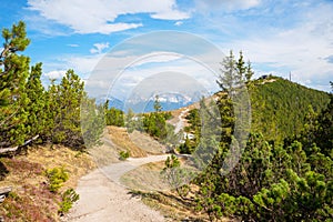 Hiking trail to wank mountain summit and cable car station