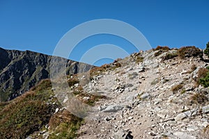 Hiking trail on top of the mountain. Tatra, Slovakia