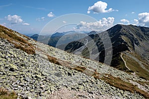 Hiking trail on top of the mountain. Tatra, Slovakia