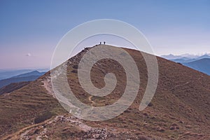 Hiking trail on top of the mountain. Tatra, Slovakia - vintage r