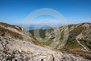 Hiking trail on top of the mountain. Tatra, Slovakia