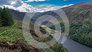 Hiking trail on top of the mountain in the valley of Glendalough