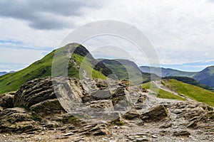 Hiking trail up Catbells in The Lake District National Park