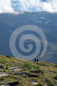 Hiking trail up to lake Trollsjon in Swedish lapland during early morning.