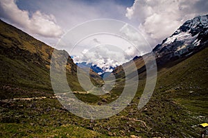 Hiking trail in a valley in Peru