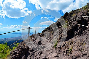 Hiking trail on Vesuvius volcano.Italy