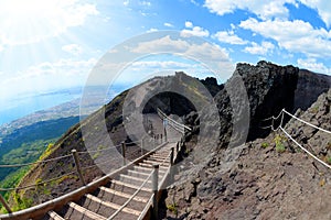 Hiking trail on Vesuvius volcano, Italy