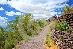 Hiking trail on Vesuvius volcano, Italy