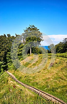 Hiking trail with a view of the Baltic Sea. In Lohme on the island of RÃ¼gen