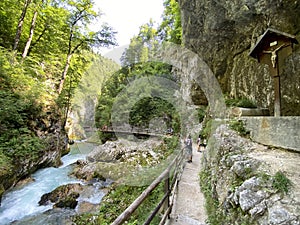 Hiking trail through Vintgar Gorge or Bled Gorge - Bled, Slovenia Triglav National Park - Wanderweg durch die Vintgar-Schlucht