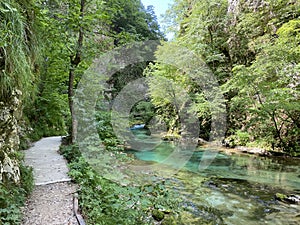 Hiking trail through Vintgar Gorge or Bled Gorge - Bled, Slovenia Triglav National Park - Wanderweg durch die Vintgar-Schlucht