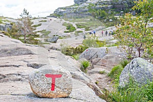 Hiking trails marked with a red T in Norway