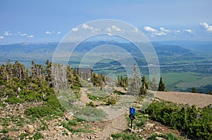 Hiking trails at the top of the Jackson Hole Wyoming in the summer, in the Grand Teton mountains