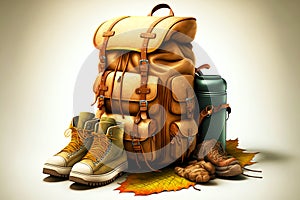 Hiking Travel Backpack with shoes and things for long journey