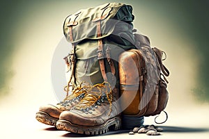 Hiking Travel Backpack with shoes and things for long journey