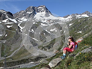 Hiking trekking child in the Alps, Austria