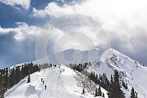 Hiking up Aspen Highlands Bowl