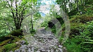 Hiking up a rocky path in Norway, Bondhus, beautiful landscape