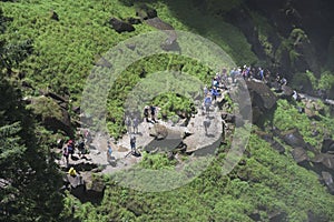 Hiking up to Vernal falls along Yosemite`s Misty trail