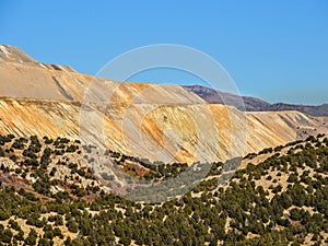 View of the Bingham Copper Mine Mountains in Autumn Fall hiking Rose Canyon Yellow Fork, Big Rock and Waterfork Loop Trail in the photo