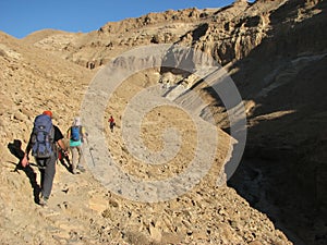 Hiking in Wadi Zeelim. Judean Desert