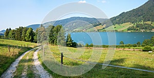 Hiking way above lake Schliersee, upper bavaria