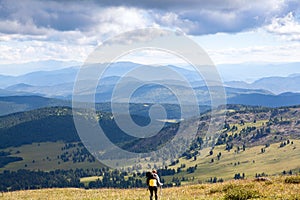 Hiking woman with backpack