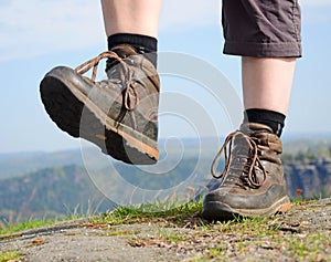 Hiking woman with boots